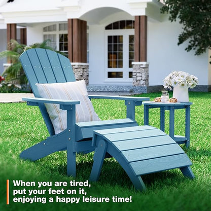 YEFU Adirondack Ottoman Set of 4, Adirondack Foot Rest, Patio Foot Rest, Folding Adirondack Footstool, Weather Resistant for Adirondack Chair, Widely Used for Outdoor, Porch, Backyard, Fire Pits-Blue