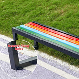 Outdoor Metal Garden Bench Seat, Park Benches with Anti-Rust Aluminum Steel Metal Frame, Slatted Seat - Photo 6