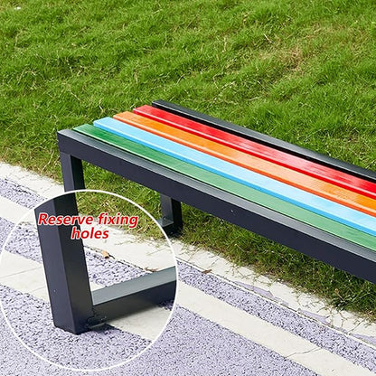 Outdoor Metal Garden Bench Seat, Park Benches with Anti-Rust Aluminum Steel Metal Frame, Slatted Seat, Patio Loveseat for Yard, Lawn, Porch, Choice of Colours(Color+black,B-39.4*15.7*31.5")
