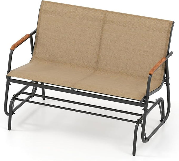 Tangkula 2-Person Outdoor Glider Bench, Patio Gliding Loveseat with Breathable Fabric Seat - Photo 1