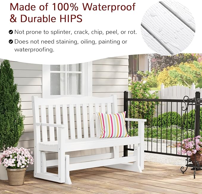 Stoog Outdoor Glider Benches Set of 2, All-Weather Patio Glider with 800 lbs Weight Capacity, Never Fade or Rot - Photo 7