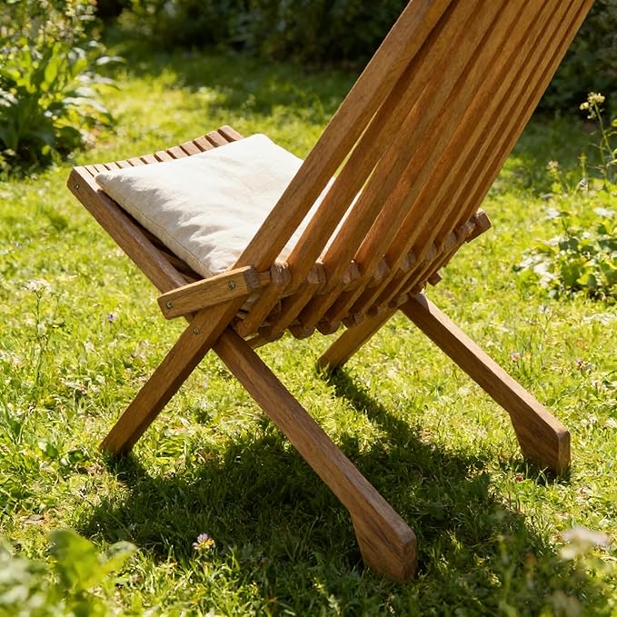 Wooden Folding Tamarack Chairs, Natural Wood Adirondack Chairs, Wood Folding Chair for Outdoor, Patio, Porch, Pool, Backyard, Garden, Balcony and Deck (1 Pack)