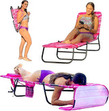 EasyGo Product FLIP Face Down Tanning Beach Chair Lounger with Face & Arm Holes - Polyester Material – Multiple - Photo 1