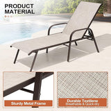 Crestlive Outdoor Chaise Lounge Chair, 5-Position Pool Lounge Chairs with Armrests Sunbathing Recliner for Patio, Beach - Photo 6