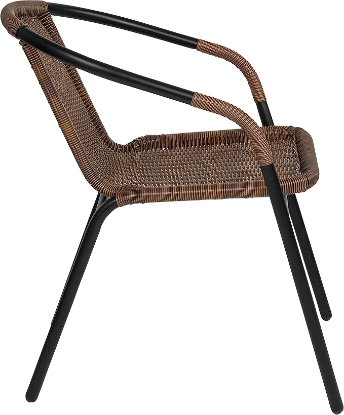 EMMA + OLIVER Set of 2 Modern Rattan Indoor/Outdoor Stack Chairs - Photo 7