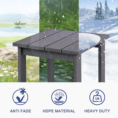 LZRS Adirondack Square Outdoor Side Table for Patio, Pool Composite Patio Table,HDPE End Tables for Backyard,Pool, Indoor Companion, Easy Maintenance & Weather Resistant(Grey)