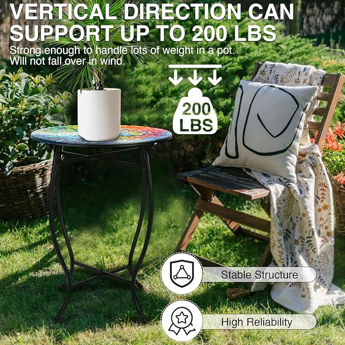 Fashion&cool Outdoor Side Tables, 14" Round Patio Side Table - Photo 7