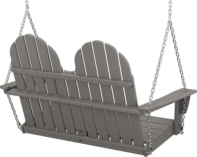 POLYWOOD® Vineyard Adirondack Chair Wood Swing, Black - Wooden Porch Swings Outdoor for Two - Photo 2