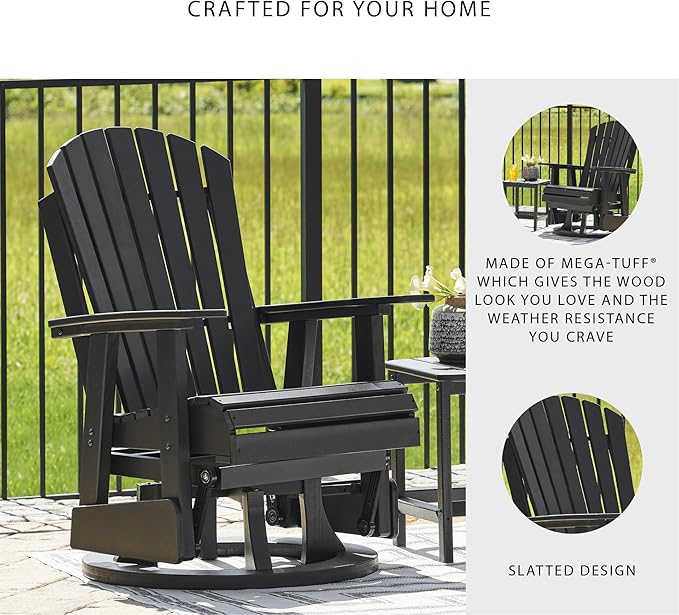 Signature Design by Ashley Hyland Wave Modern Outdoor Swivel Glider Chair, Gentle Gliding Motion - Photo 5