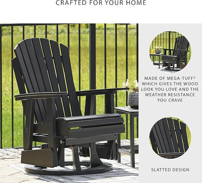 Signature Design by Ashley Hyland Wave Modern Outdoor Swivel Glider Chair, Gentle Gliding Motion, Stainless Steel Hardware and HDPE, 30.88" W x 30.5" D x 41.63" H, Black