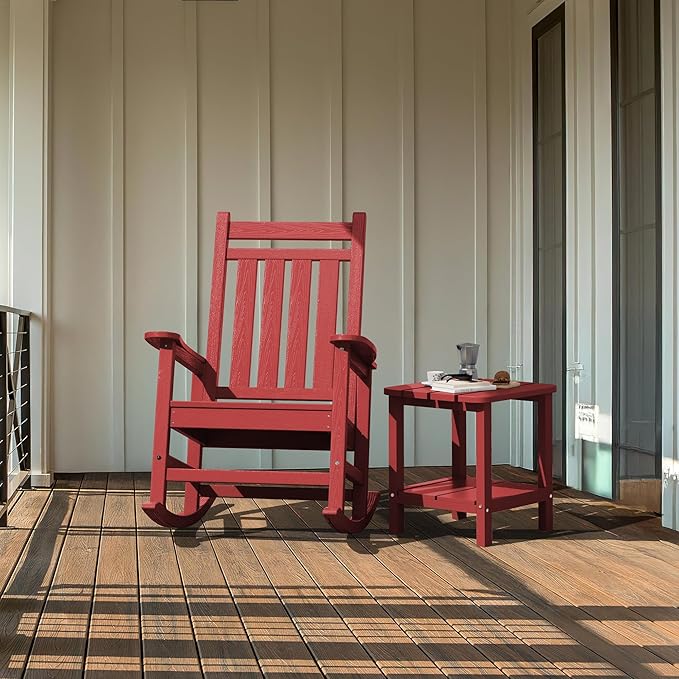 SERWALL Double Adirondack Side Table Set of 2, End Table- Red - Photo 7