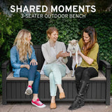 EconoHome 3 Seat Outdoor Storage Bench with Rain Cover - 90 Gallon Capacity - Weatherproof Resin Bench for Patio, Porch - Photo 7