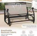 Tangkula Patio Glider Bench, 2-Person Swing Gliding Loveseat with Breathable Fabric Seat & Soft Cushions - Photo 8