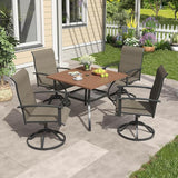 VICLLAX Outdoor Patio Dining Table for 4, Square Metal Table with Umbrella Hole and Storage Shelf for Garden, Lawn - Photo 2