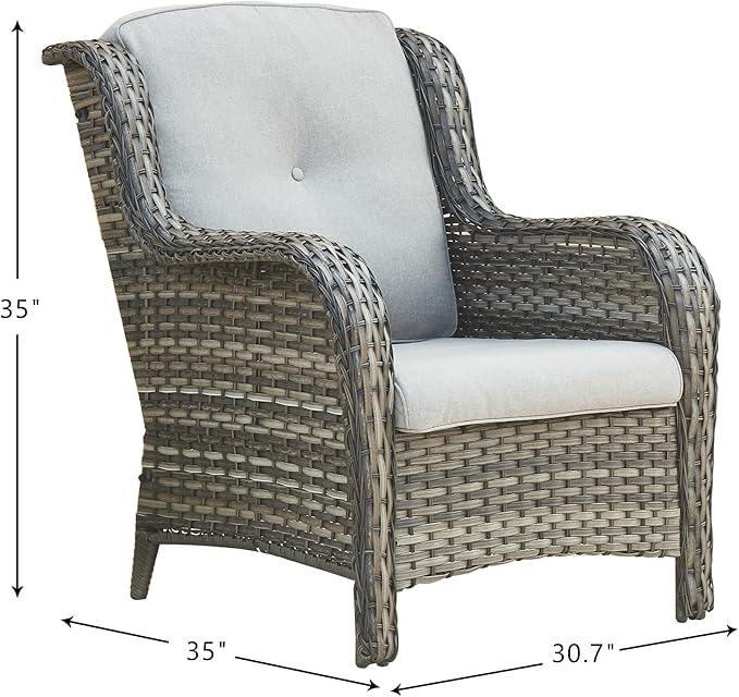 Rilyson Patio Chairs Outdoor Wicker Chair - Rattan Dining Chairs Porch Chairs Outside Club Chairs with High Back and - Photo 3