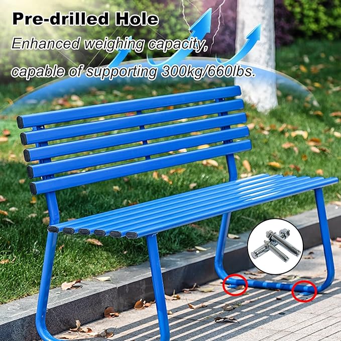 Outdoor Benches Weatherproof, Metal Bench Outdoor, Capable of Carrying 660 lbs, Suitable for Gardens, Parks, lawns, and courtyards(White)