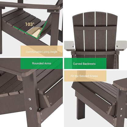 Adirondack Chairs, Plastic Adirondack Chair, All-Weather Resistant Adirondack Chairs, Widely Used in Outdoor, Fire Pit, Deck, Outside, Garden