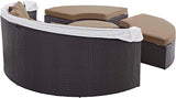 Modway Convene Wicker Rattan Outdoor Patio Retractable Canopy Round Poolside Sectional Sofa Daybed with Cushions in - Photo 8