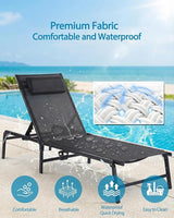 4 Pack Foldable Chaise Lounge Chair with Cup Holder - Photo 4