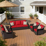 5 Pieces Patio Conversation Furniture Set - 1 Sofa, 2 Armchairs, 2 Swivel Chairs - Photo 1