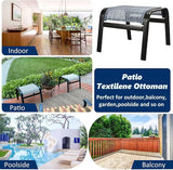 Outdoor Footstools for Patio,Textile Ottomans Metal Dining Footrests Stack Chairs for Lawn,Garden or Porch 2 Set Blue - Photo 6