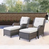 Rilyson Wicker Patio Furniture Set - 4 Piece Rattan Outdoor Sectional Conversation Sets with 2 Chairs and 2 Ottomans - Photo 2