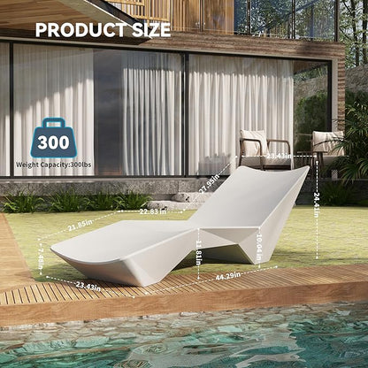 in Pool Lounge Chairs - Ergonomic White Pool Lounger with Efficient Drainage Design for Outdoor Relaxation, Waterproof Lounge Chair Outdoor for Sun Shelf, Use in Pools up to 12" of Water