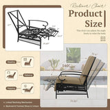 Oakcloud Adjustable Outdoor Lounge Chair Metal Patio Relaxing Recliner Chair with Removable Cushions(Brown) - Photo 3