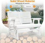 VINGLI Wooden Patio Glider, Heavy Duty 800 LBS Outdoor Glider with Cup Holders - Photo 4