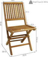 Sunnydaze Foldable Teak Wood Outdoor Chairs – Folding Patio Chair Set of 2 for Deck or Balcony – Wooden Teak Furniture - Photo 3