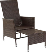 Teamson Home Outdoor PE Rattan Patio Lounge Chair with Pull-Out Ottoman and White Weather-Resistant Cushions Patios - Photo 5