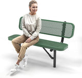 Heavy-Duty Outdoor Metal Bench, Thermoplastic-Coated, Inground, Weatherproof, Commercial-Grade for Parks, Gardens - Photo 1