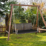 RELAX4LIFE 2-Seater Outdoor Porch Swing - PE Wicker Porch Loveseat Swing with 118” Hanging Ropes - Photo 2