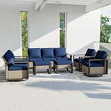 Outdoor Patio Furniture Set, 7 Piece Wicker Patio Conversation with Deep Seating, Thicken Cushions - Photo 8