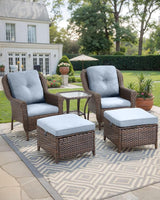 3 Piece Patio Brown Wicker Chairs with Side Table - Outdoor High Back Heavy Duty All-Weather Lawn Dining Rattan Chair - Photo 6
