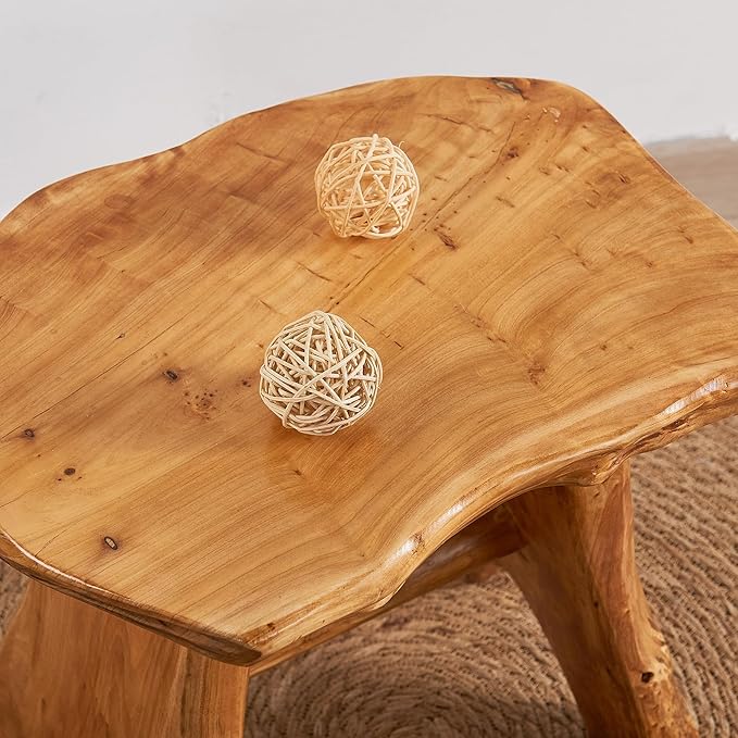 Natural Shape Solid Wood Tree Stump Stool 15"x12"x15" Cedar Root End Table Rustic Plant Stand Live Edge Coffee Table Vintage Side Table Living Room Bedroom Accent Outdoor Garden Foot Stool