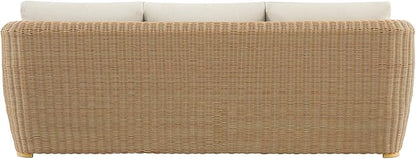 CHITA Patio Wicker 3-Seater Sofa with Removable Cushion, Backyard Rattan Chair for Sunrooms, Patios, Decks, Fully Assembled