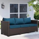 Outdoor Furniture Wicker Outdoor Couch Patio Furniture 3-seat Sofa Deep Seat Hight Backrest Non-Slip Cushions - Photo 3