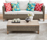 Outdoor PE Wicker Coffee Table with Metal Top, 43.3" Hand Woven Rattan Patio Table for Conversation Set - Photo 2