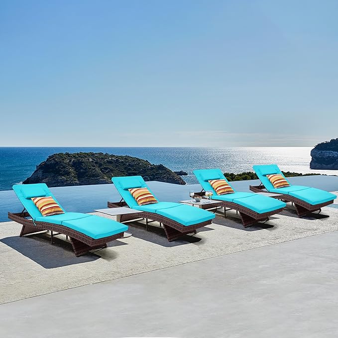 Sundale Outdoor Chaise Lounge Set of 4, Wicker Patio Lounge Chairs for Outside - Photo 1