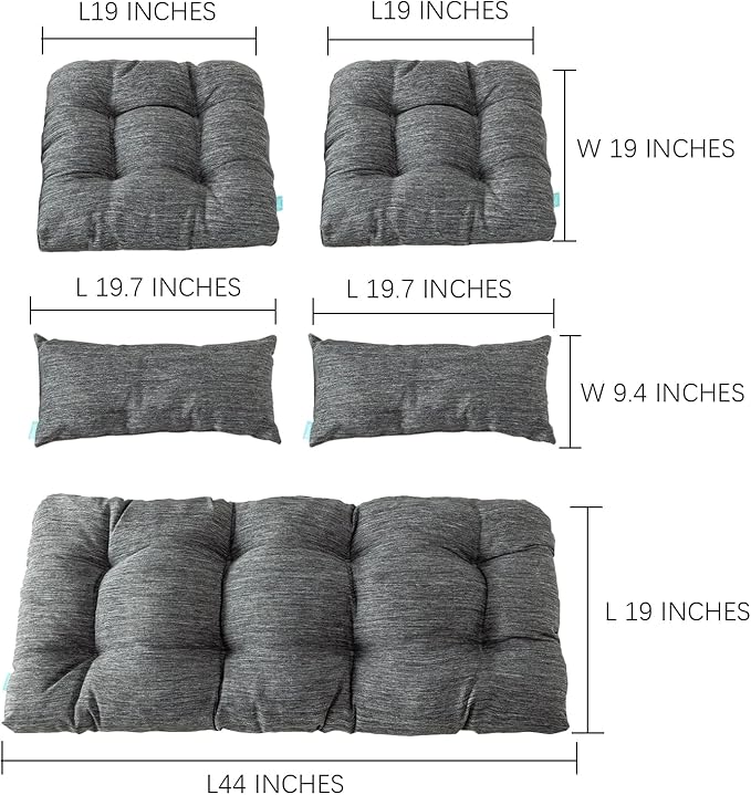 QILLOWAY Outdoor Patio Wicker Seat Cushions Group Loveseat/Two U-Shape/Two Lumbar Pillows for Patio Furniture - Photo 2