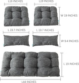 QILLOWAY Outdoor Patio Wicker Seat Cushions Group Loveseat/Two U-Shape/Two Lumbar Pillows for Patio Furniture - Photo 2