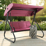 3-Seat Outdoor Convertible Swing Glider with Adjustable Canopy, 2-in-1 Bench to Flat Bed, Removable Cushions - Photo 6