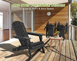 Foldable Adirondack Chair, All-Weather Adirondack Chairs Lawn Chairs Outdoor Patio Chairs with Wide Armrest - Photo 5