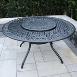 Oakland Living Ornate Outdoor Mesh Aluminum 59-in Black Large Round Patio Dining Table with Lazy Susan - Photo 4