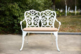 Patio Garden Bench Metal Park Bench Cast Aluminum Outdoor Furniture with Floral Rose for Patio, Park, Lawn - Photo 5