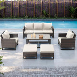 Rilyson Wicker Outdoor Patio Furniture Set - 6 Piece Patio Conversation Set with 2 Armrest Chairs, 2 Rattan Ottoman - Photo 6