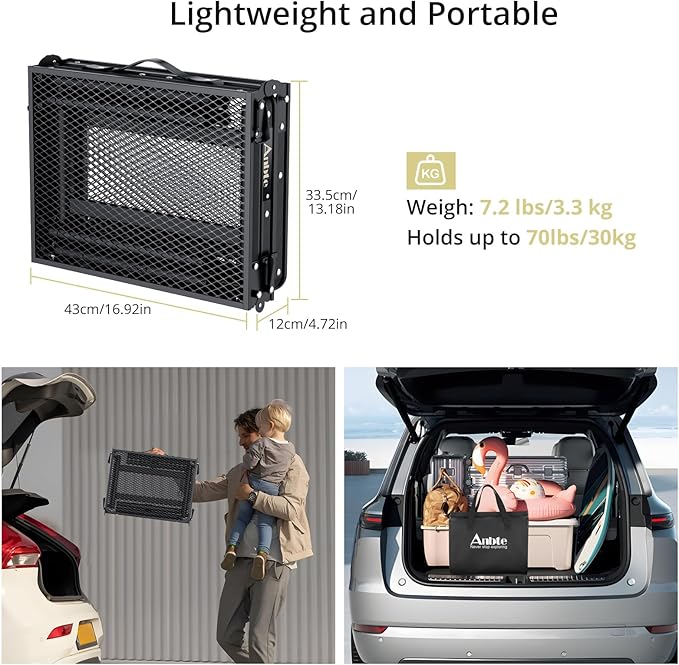 Anbte Folding Grill Table, 3ft Tri-Fold Aluminum Folding Table Adjustable Height Max 27.5" Grill Table with Mesh Desktop - Photo 6