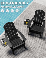 Adjustable Adirondack Chair Set of 6 with Cup Holder, All Weather HDPE Fire Pit Chairs for Deck, Backyard, Patio, Black - Photo 3