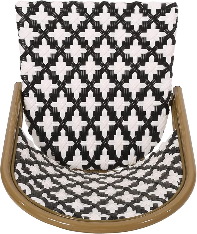 Christopher Knight Home Anastasia Outdoor French Bistro Chair (Set of 4), Black + White + Bamboo Print Finish - Photo 10